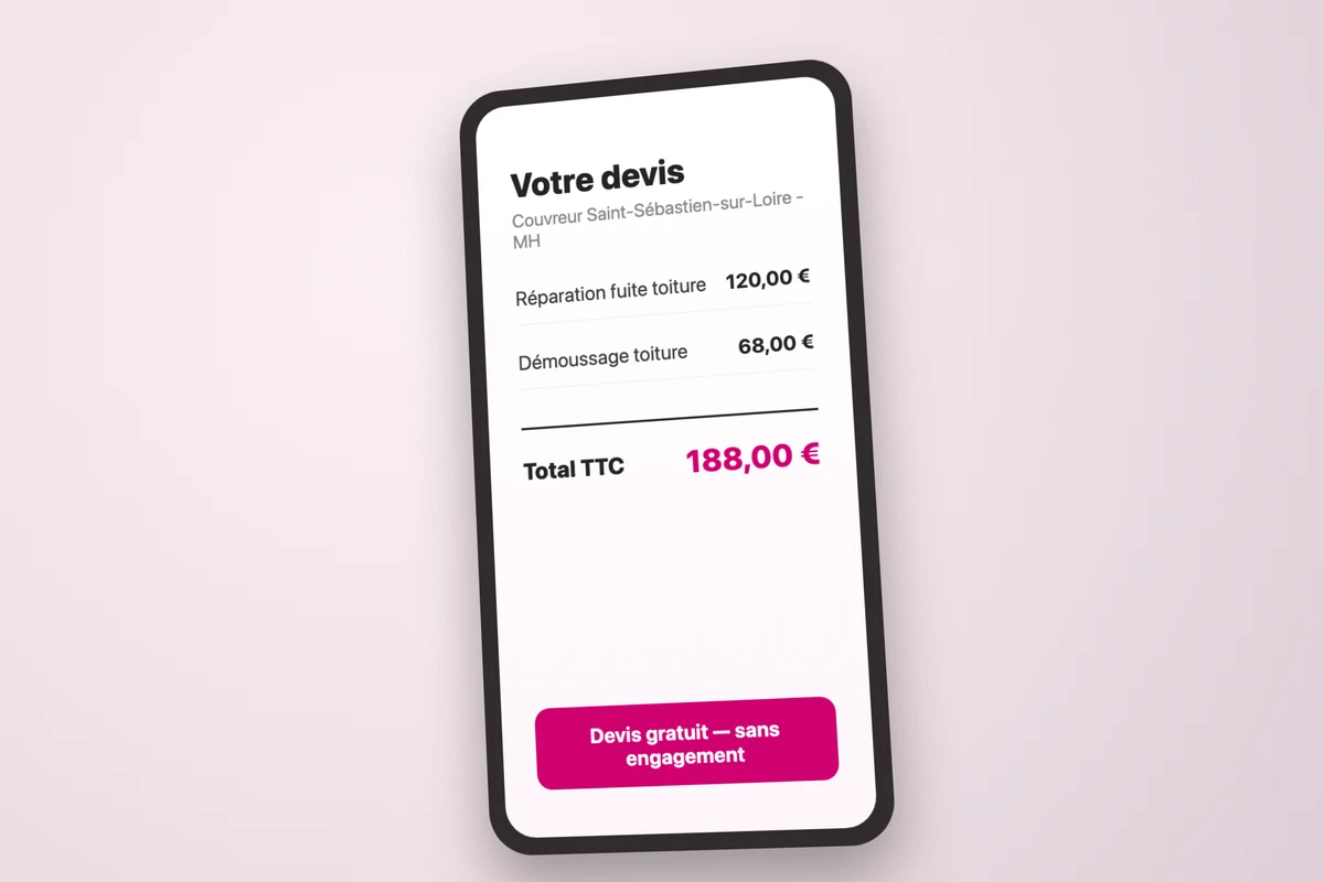 Devis couvreur à Saint-Sébastien-sur-Loire détaillé et transparent affiché sur smartphone